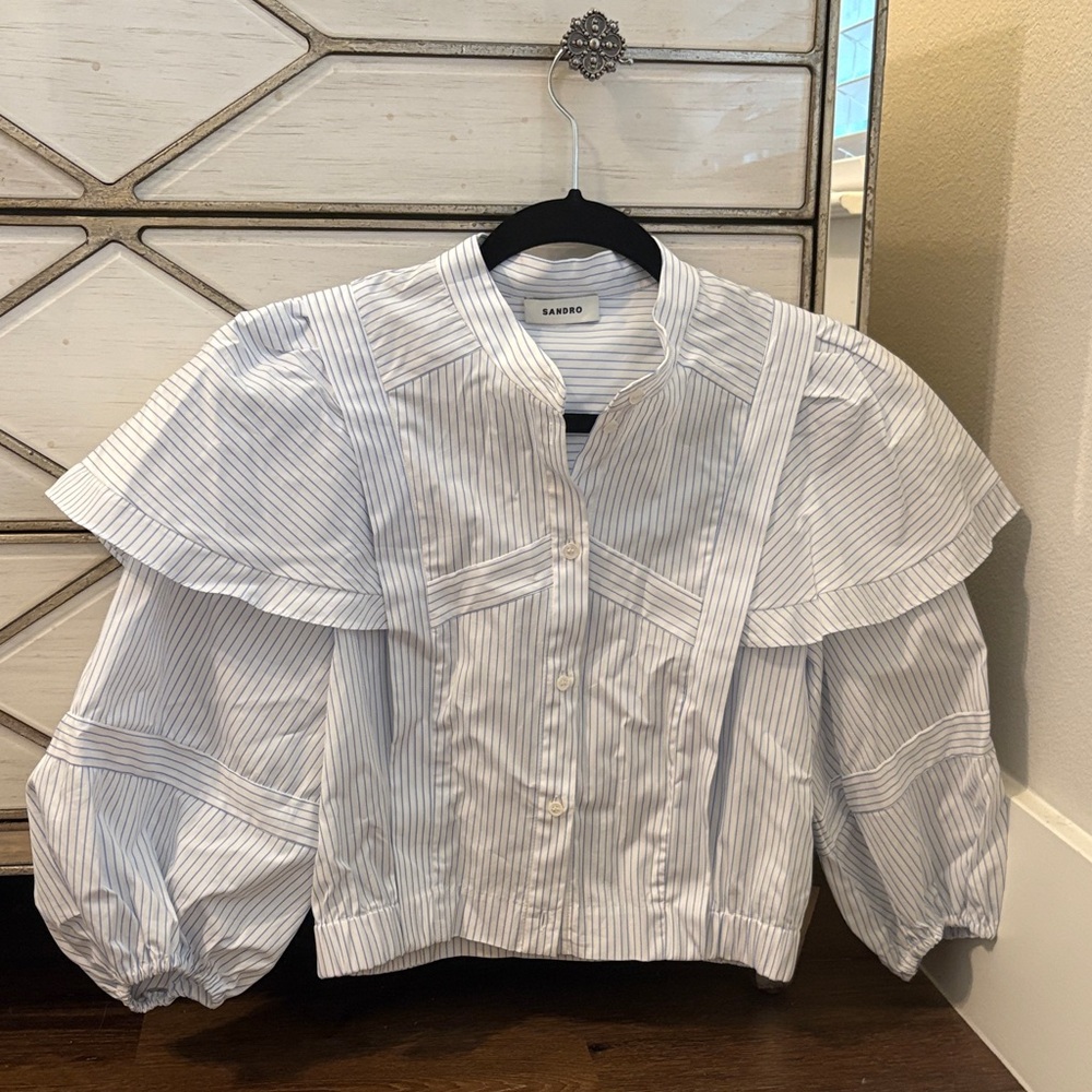 Sandro Blue Striped Blouse